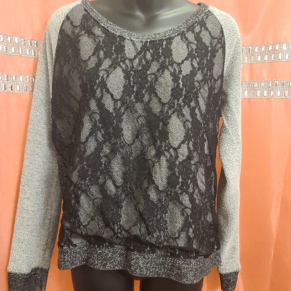 Grey & Black Lacey Sweatshirt